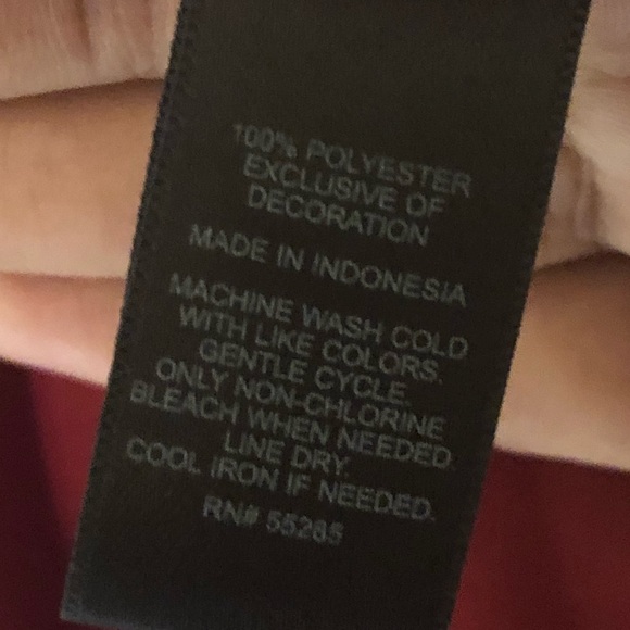 Express Red Long Sleeve Sheer Blouse - Picture 8 of 8